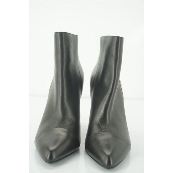Lanvin Black Leather Pointy Toe Gold Trim High Heels Ankle Boots SZ 39 New $890 - Picture 3 of 12